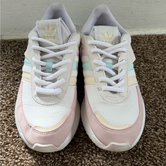 adidas Women’s Pastel Triple-Stripe Platform Sneaker - White Pink Mint Cream - Picture 2 of 6